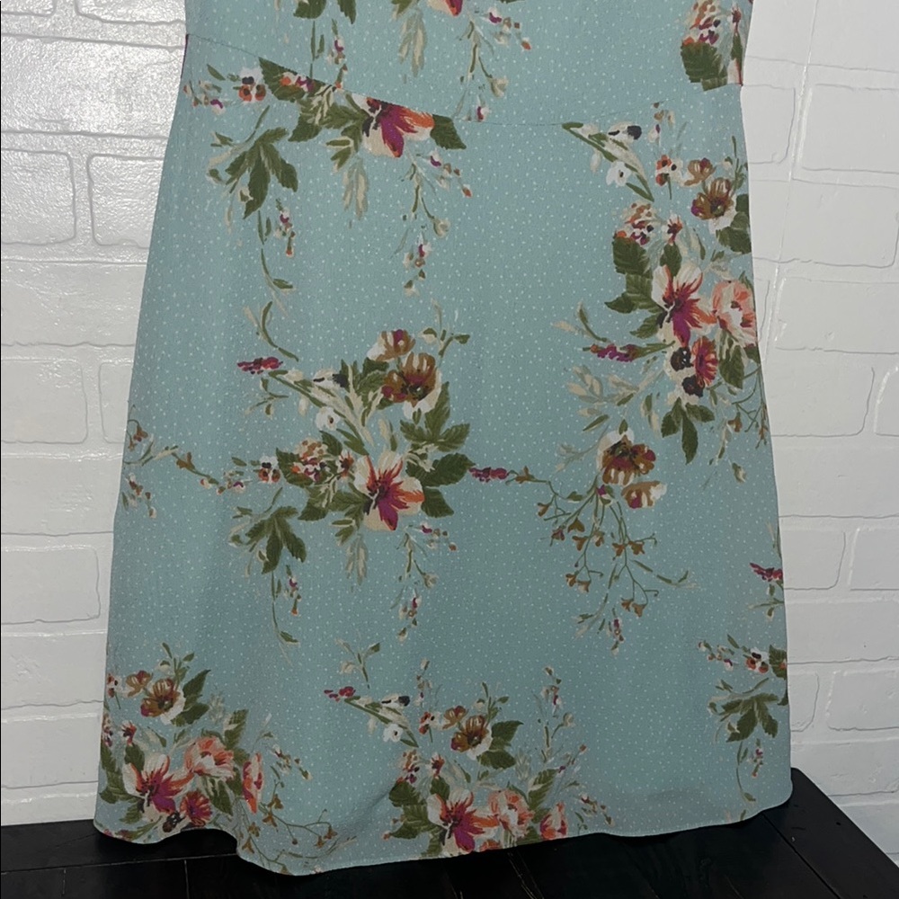 London Times Blue Floral Flutter Sleeves Scoop Neck Fit Flare A-Line Dress 12 - Picture 3 of 8